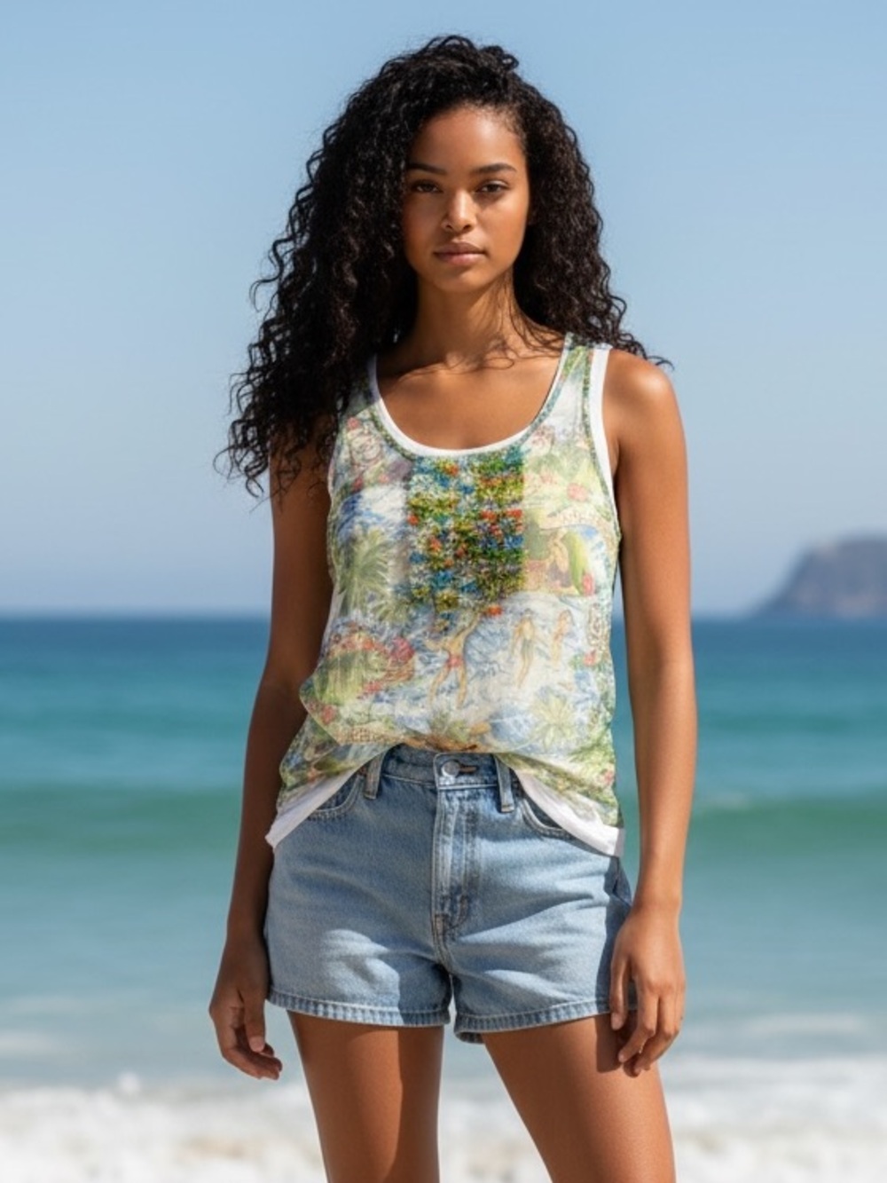DSQUARED2 Multicolor Floral Print Scoop Neck Tank Top